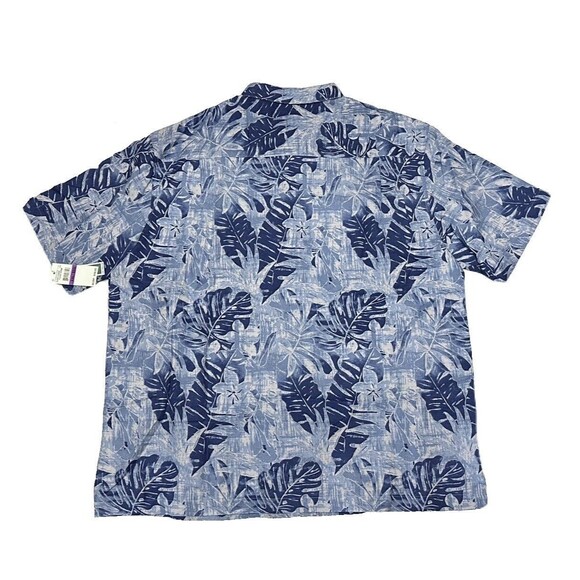 NEW Cubavera Mens Size XXL Linen Blend Blue Palm Leaf Tropical Button Up Shirt - Picture 3 of 6